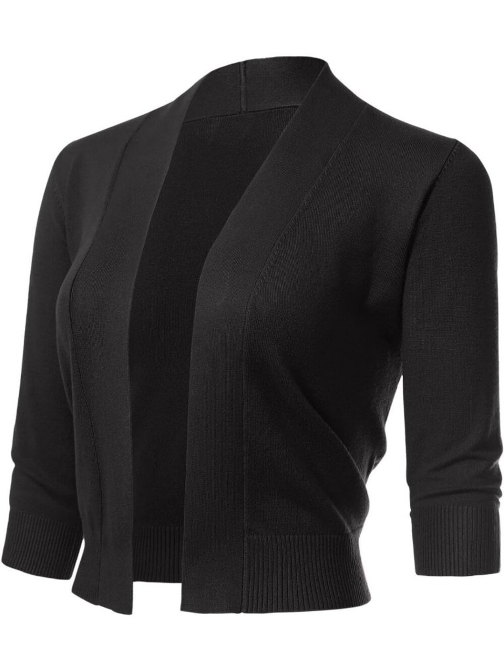 Chic Women's 3/4 Sleeve Cropped Shrug Cardigan - Lightweight Layering Piece